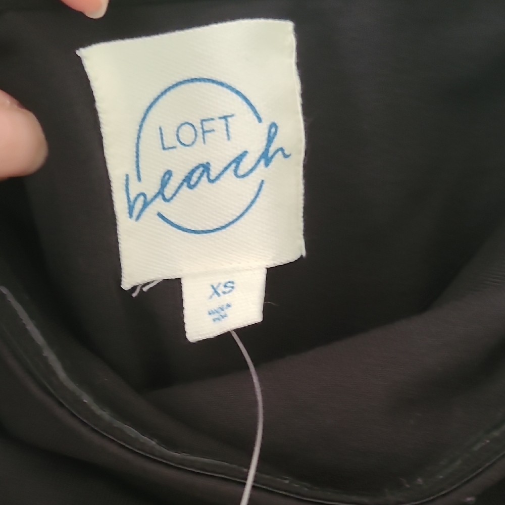 LOFT Beach Black Shell Dress with Blue Logo